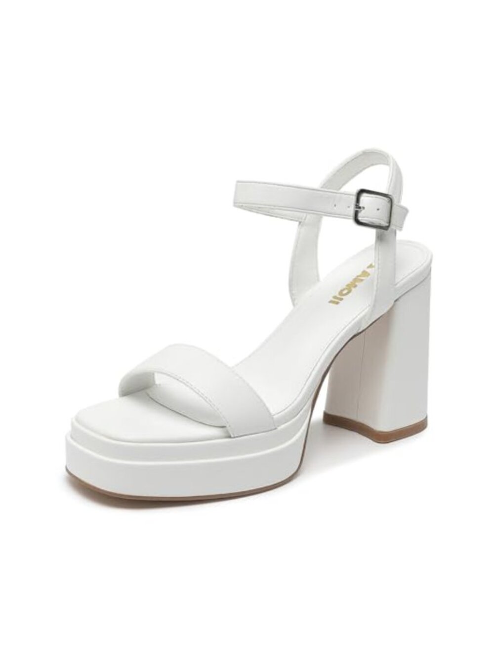 Women's Platform Chunky Heel Ankle Strap Faux Leather Sandals Formal